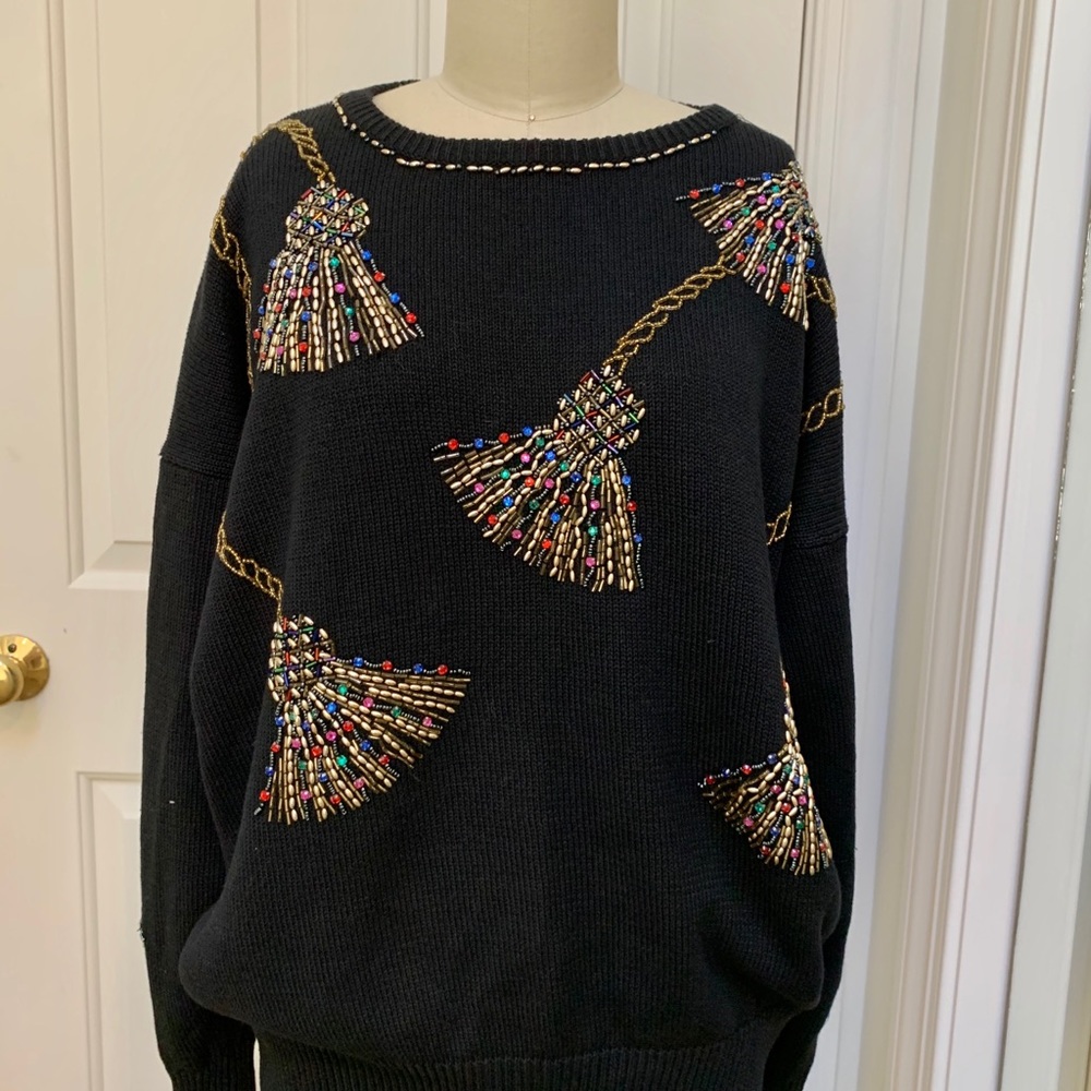 Vintage Victoria Harbour beaded tassel sweater